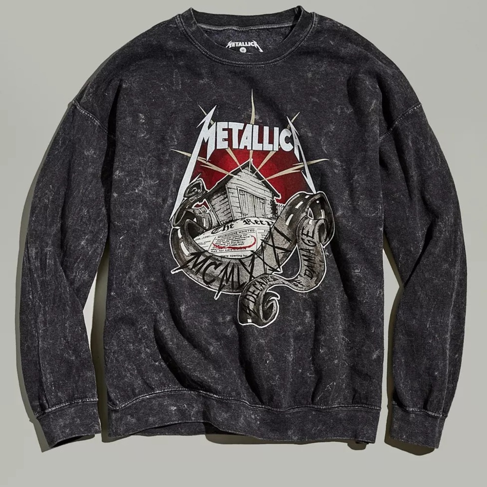 UO Metallica Crew Neck Sweatshirt